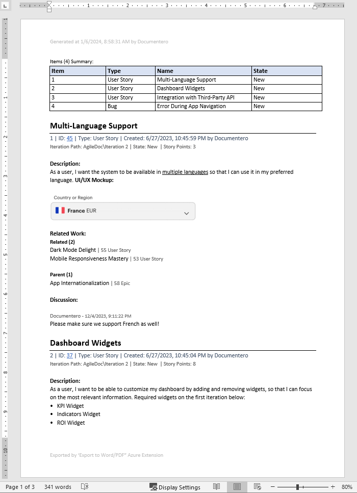 Sample output document