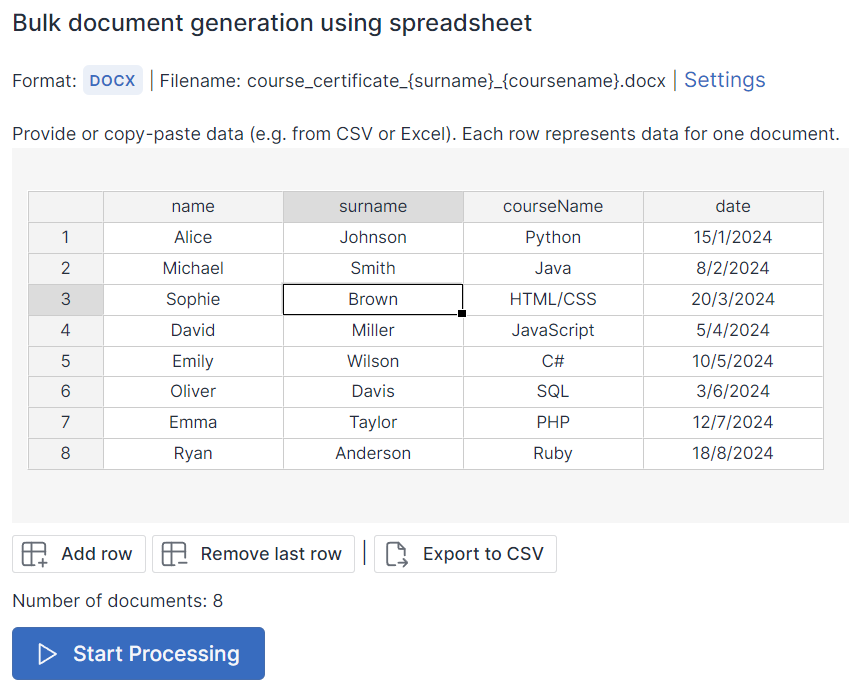 Spreadsheet